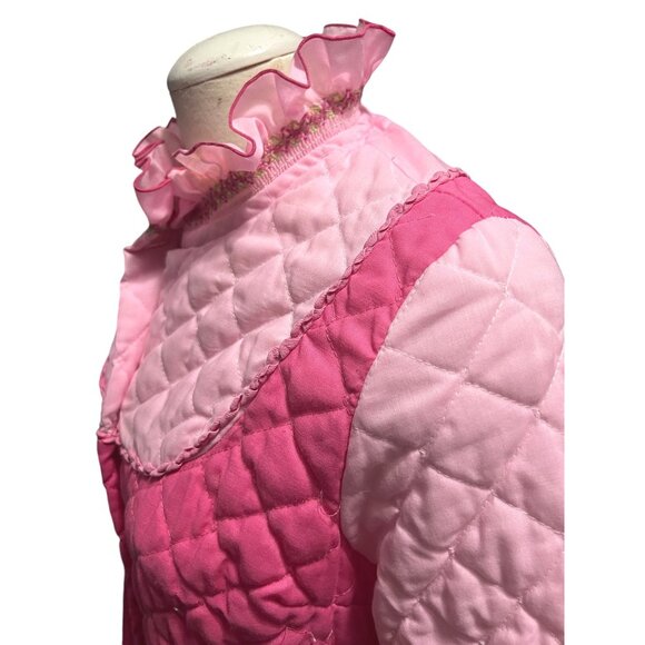 Vintage Handmade Quilted 1960's Button Front Nightgown Sleep Robe Sz Small/Mediu - Picture 3 of 16